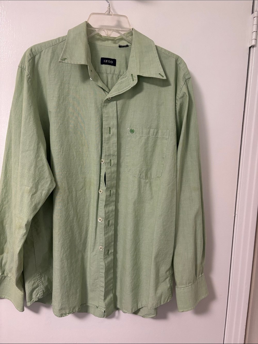 Izod Sage Green Long-Sleeve Button Shirt